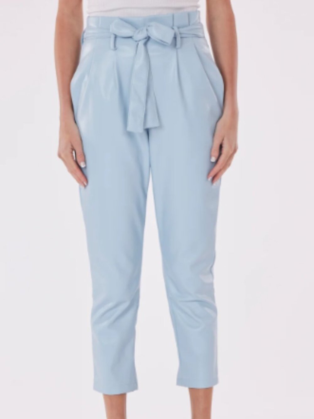 EUC! Dolce Cabo Faux Leather Paper Bag Pants In French Blue Size 4